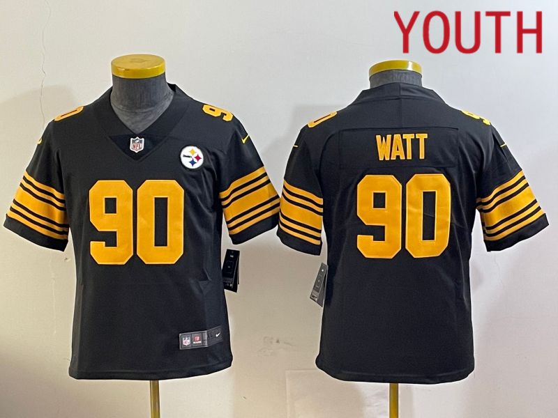 Youth Pittsburgh Steelers #90 Watt Black 2024 Nike Limited NFL Jersey style 3->youth mlb jersey->Youth Jersey